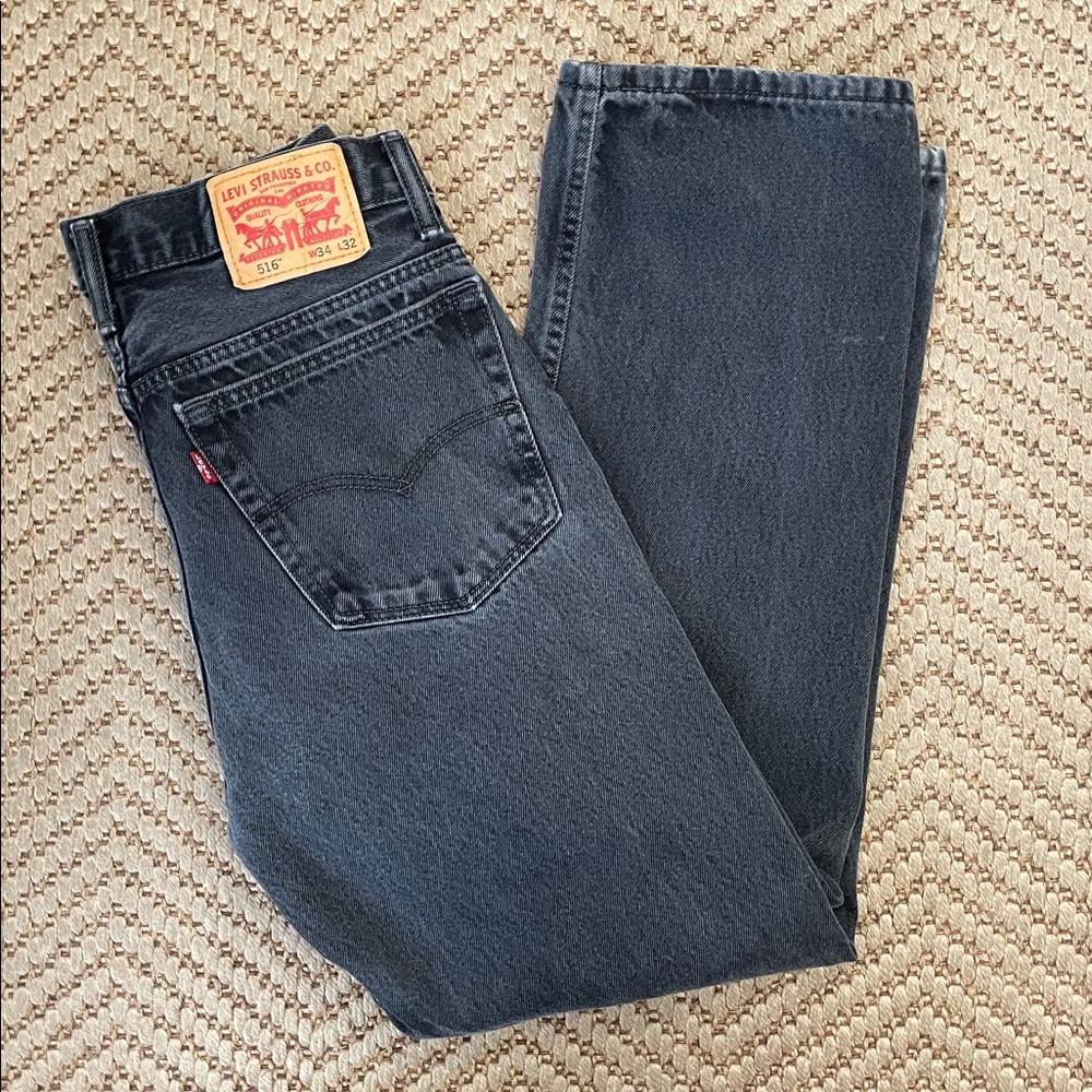 Levi's - 516 Classic Tapered Wide Legged Denim Jeans - Black - 34x32